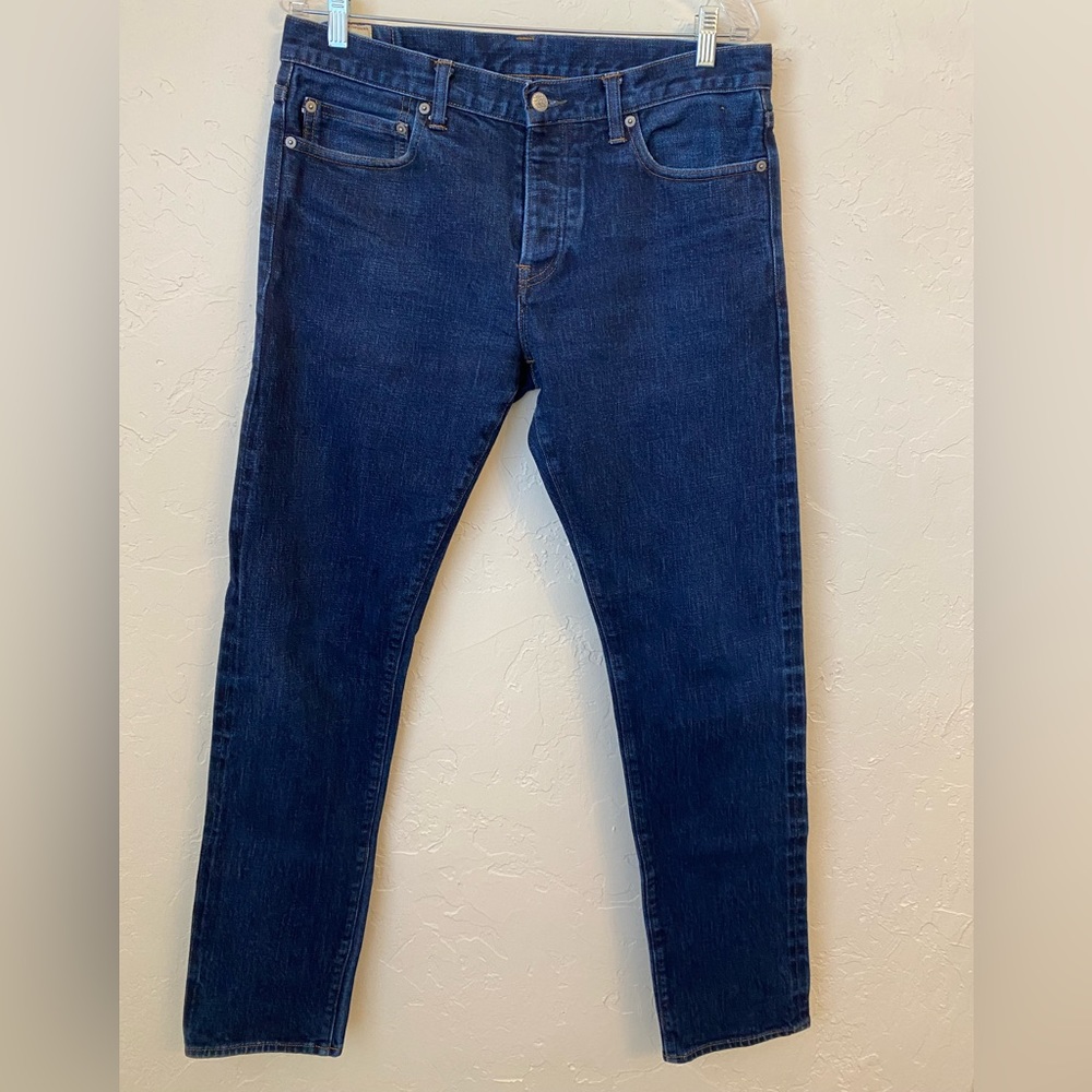 Men’s J Crew Style 484 Slim Fit Stretch Denim Button Fly Jeans Size 34/34